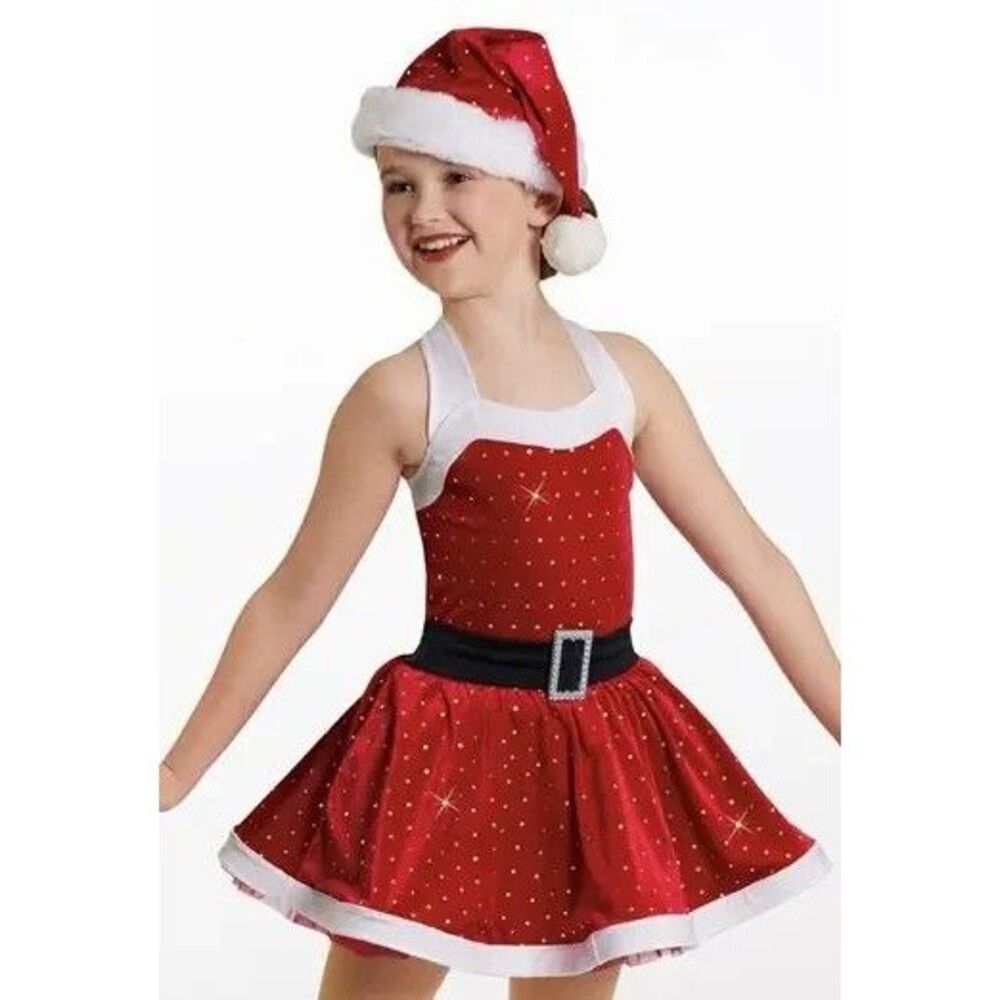 Weissman Santa Baby Red Holiday Dance Costume Red White Current Kids Adult